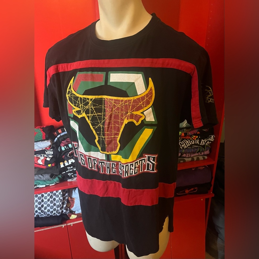 SWITCH Bull KING OF THE STREETS Short Sleeve Black T-Shirt X Size : 2XL